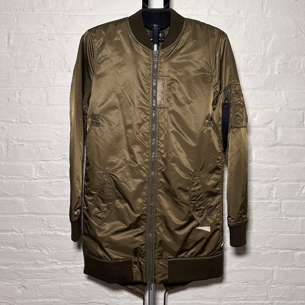 Izzue Men's Olive Green Long Bomber Parka Jacket